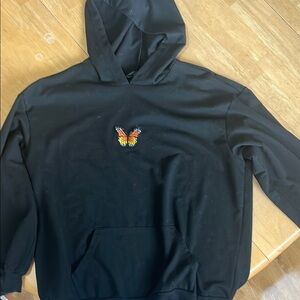 Black Butterfly Embroidered Women's Hoodie